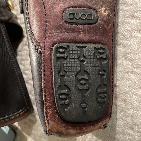 Gucci Horse Bit Driving Loafers Black & Brown Leather Protective Soles - Picture 8 of 14